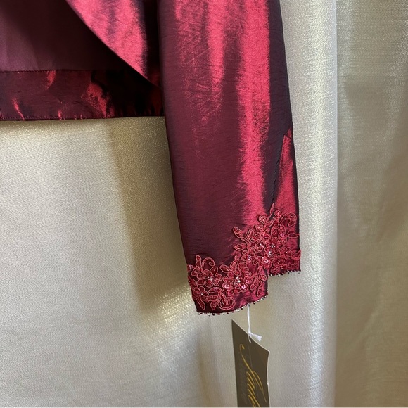 Burgundy Bolero Dress jacket in Jade Taffeta size 12 - Picture 15 of 16